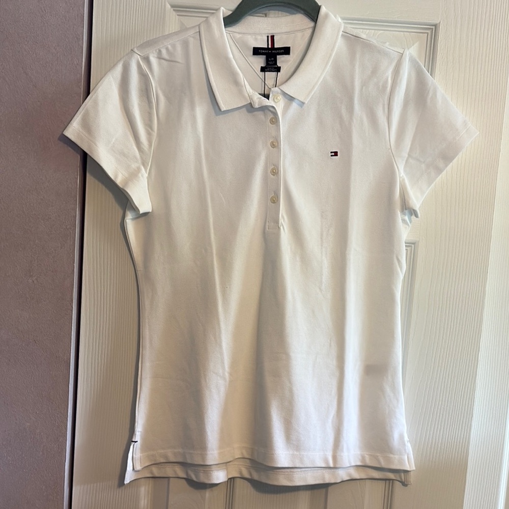Tommy Hilfiger White Short Sleeve Polo Button Down